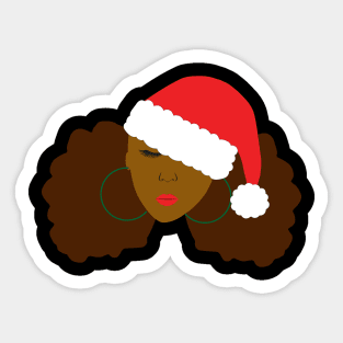 Afro Puffs Santa Hat Christmas Sticker